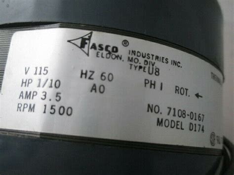 Fasco D174 U8 Motor Process Industrial Surplus Corp