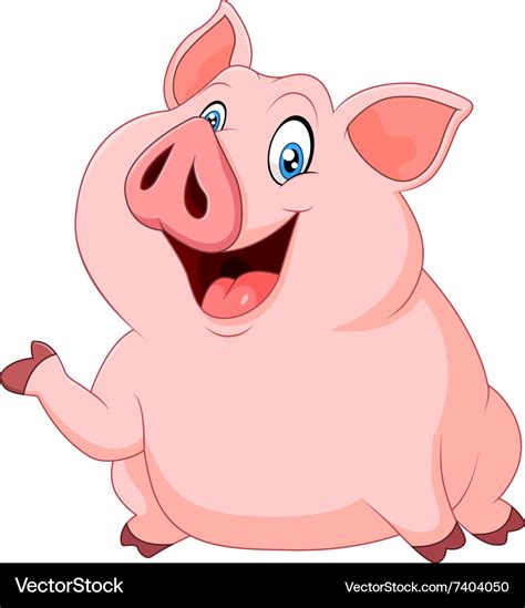 Cute Fat Pig Presenting Isolated Royalty Free Vector Image