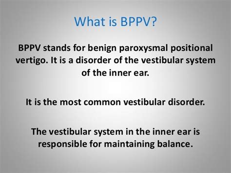 Benign Paroxysmal Positional Vertigo Bppv