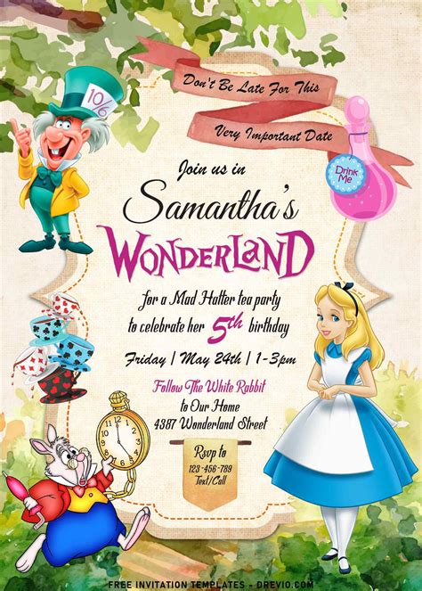 Free Printable Alice In Wonderland Birthday Banner