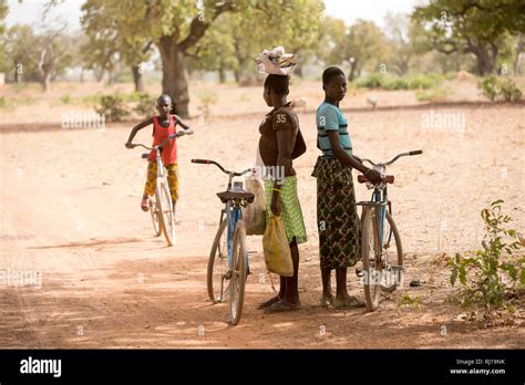 Samba Village Yako Province Burkina Faso Schoolgirls On Their Way