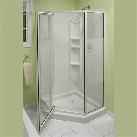The development of modern small corner bathtub with shower extended the total useful space in bathrooms that don't have colossal sizes. Buy corner shower stall kits from Lowes | Corner shower ...
