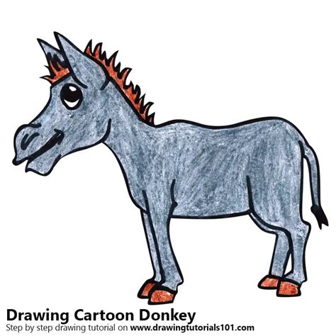 How To Draw A Cartoon Donkey Cartoon Animals Step By Step