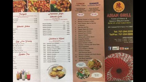 Menu At Chens Asian Grill Restaurant Surry 601 Colonial Trail E