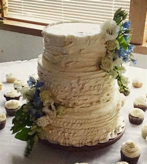 3 Tier Buttercream Ruffle Wedding Cake With Fresh Flowers Fresh