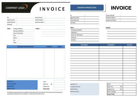 Microsoft Excel Contractor Invoice Template Cards Des
