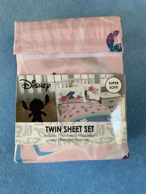 Disney Lilo And Stitch Paradise Dream Twin Bed Sheet Set Pink New 16