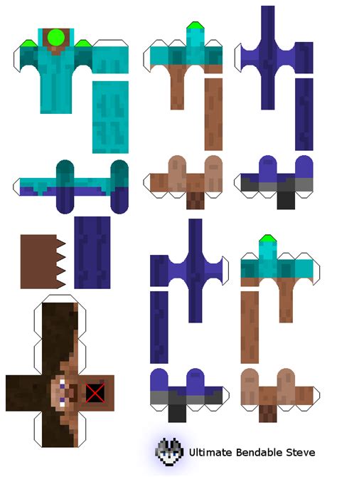 Papercraft The Ultimate Bendable Steve Minecraft Templates Paper