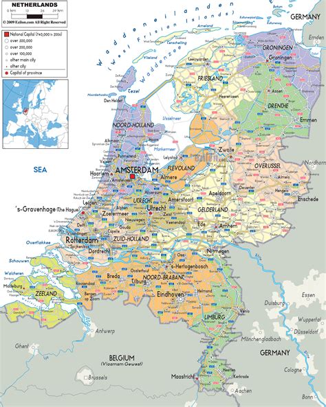 detailed political map of netherlands ezilon maps