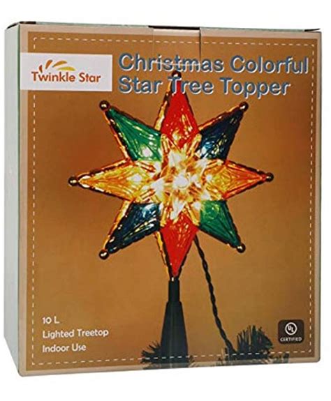 Twinkle Star Lighted Christmas Tree Topper Colorful 8 Point Star Xmas