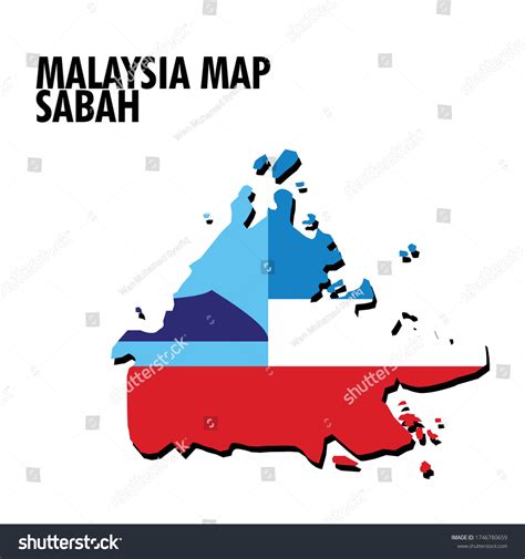 Sabah State Map Malaysia Country Flag Stock Vector Royalty Free