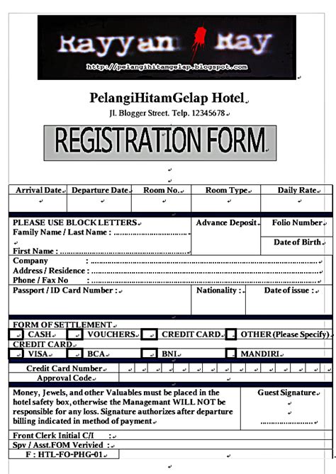 Contoh Registration Form Hotel Fill Out And Sign Prin Vrogue Co