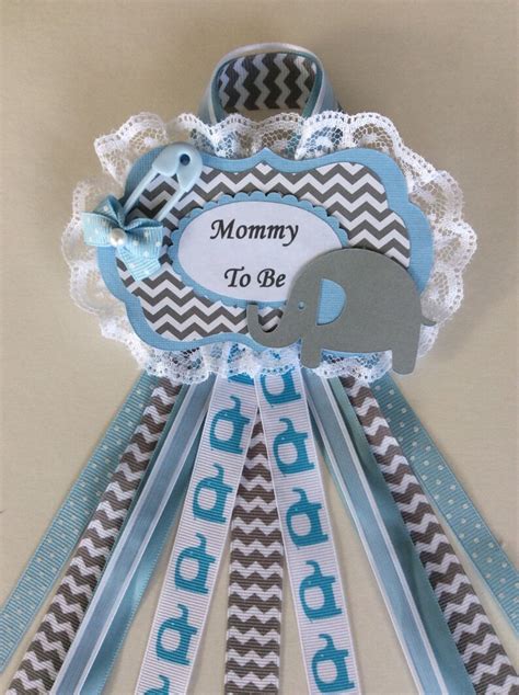 Boy Baby Shower Corsageelephant Baby Shower Corsageblue And Etsy