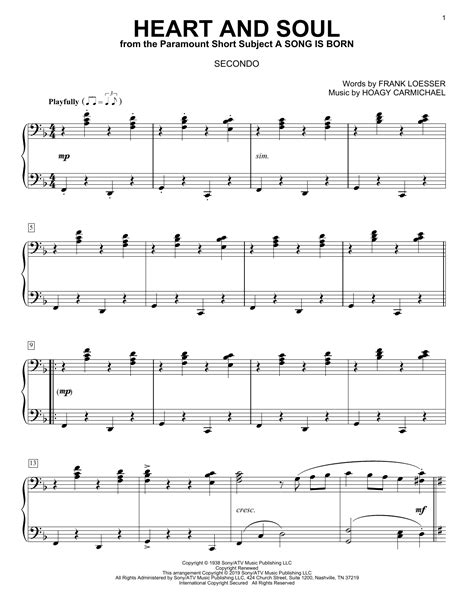 Heart And Soul Sheet Music Hoagy Carmichael Piano Duet