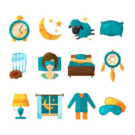 conceptual icon set of sleeping vector symbols of healthy sleep stock vector illustration of