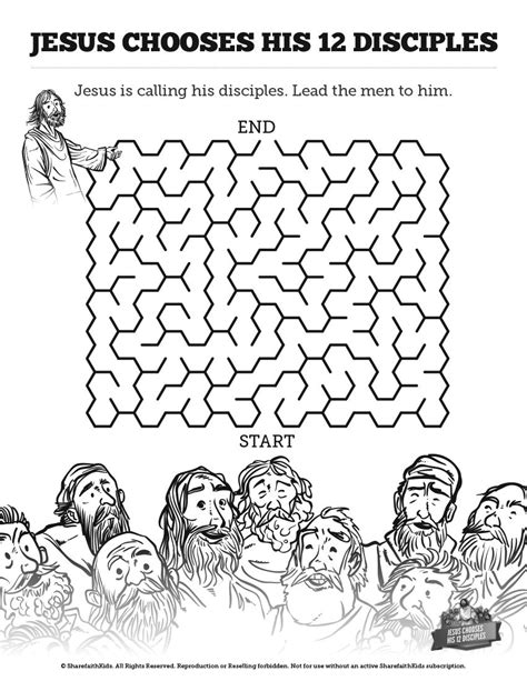 Jesus Chooses His 12 Disciples Bible Mazes This 12 Disciples Bible