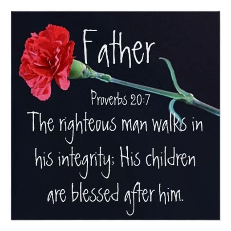 The Righteous Man Bible Verse For Fathers Day Poster