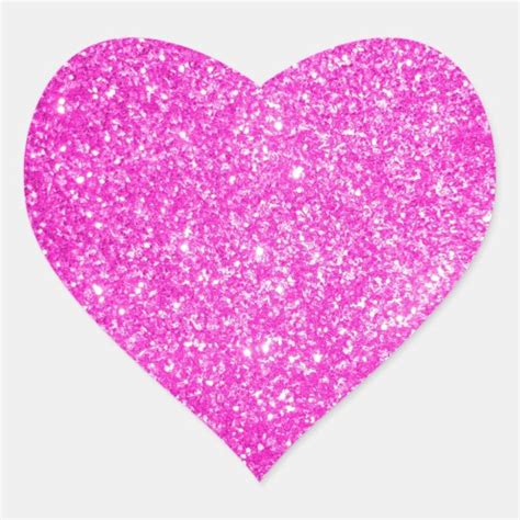 Pink Glitter Heart Sticker Uk