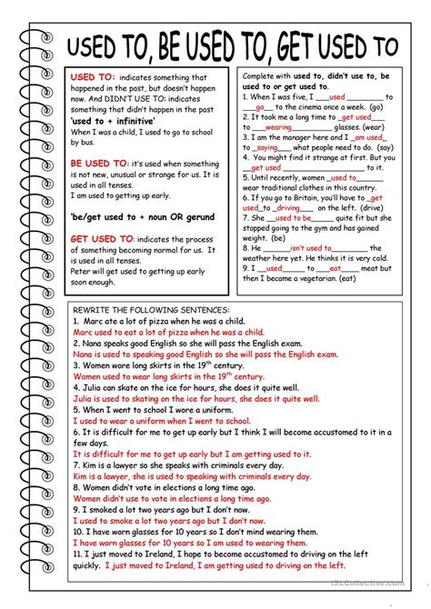 Synonyms for get used in free thesaurus. Used To, Be Used To, Get Used To ANSWERS worksheet - Free ...