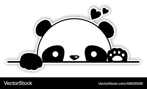 Cute Panda Sticker Say Hi With Love Royalty Free Vector