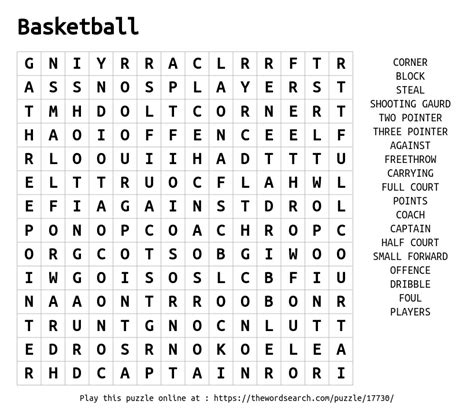 Download Word Search On Basketball