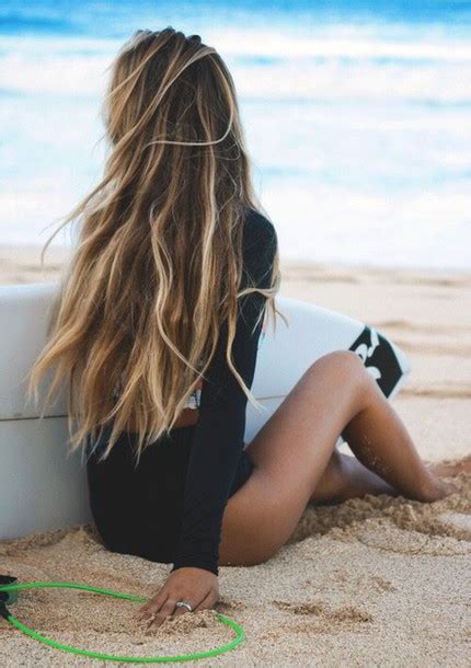 make up long hair beach hair beach surf wavy hair wetsuit hair wheretoget