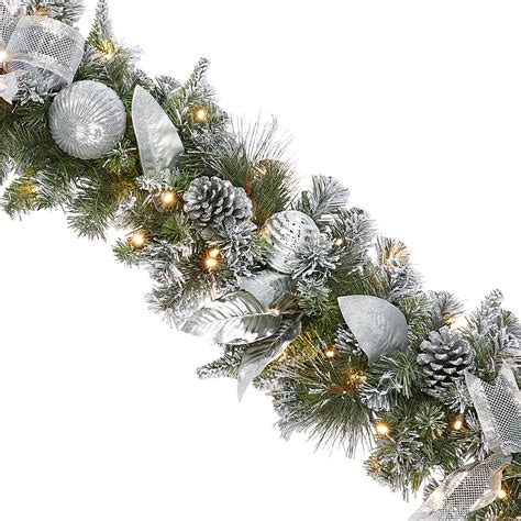 9ft 2743 Cm Pre Lit Garland With Plug In Lights In Silver Costco Uk