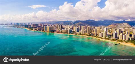 Honolulu Hawaii Aerial Skyline View Honolulu Diamond Head Volcano