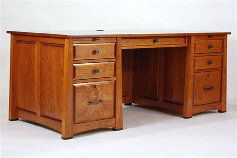Hand Made Executive Desk In Cherry With Ebony Accents By Rugged Cross