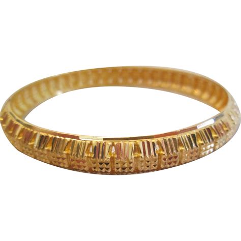 22k Solid Gold Bangle Estate Mughal Vintage Hand Cut Gold Bracelet Sold