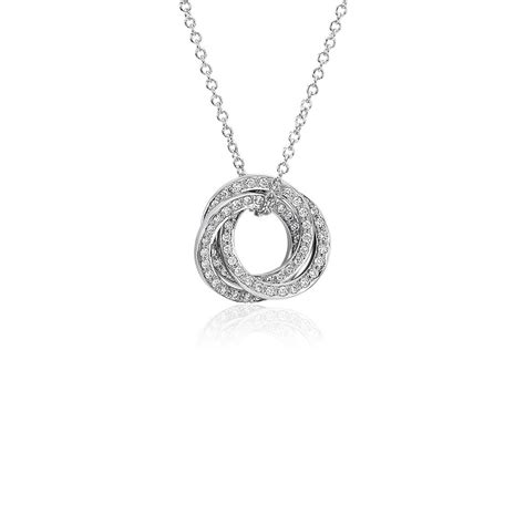 Trio Circle Diamond Pendant In 14k White Gold 13 Ct Tw Blue Nile