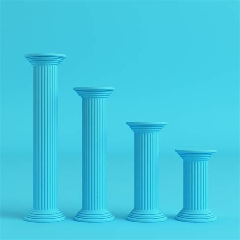Premium Photo Four Ancient Pillars On Bright Blue Background