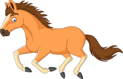 Cartoon Horse Running Isolated On White Background Vector Premium