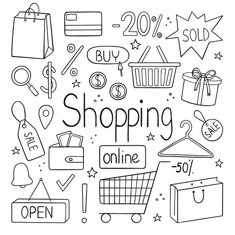 Premium Vector Set Of Hand Drawn Online Shopping Doodle
