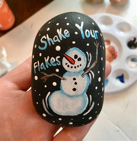 Snowman Painted Winter Rock Rock Painting Patterns Rock Painting Ideas