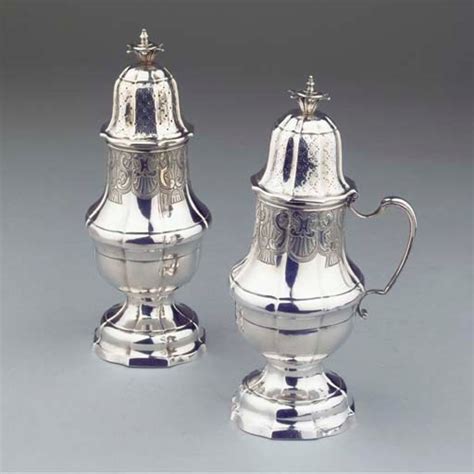 2 A Belgian Silver Castor And Mustard Pot Makers Mark Unidentified