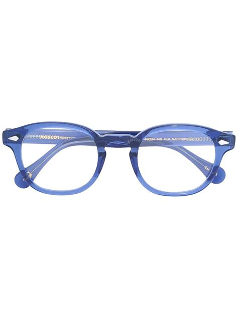 moscot round frame glasses in blue lyst