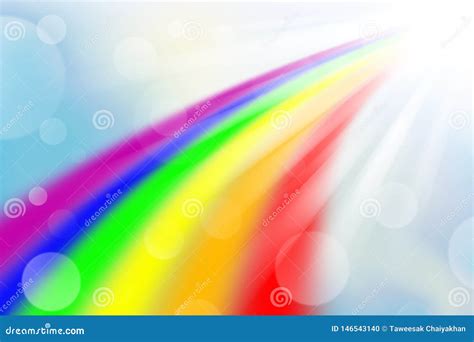 Rainbow On Blue Light Abstract Background Stock Illustration