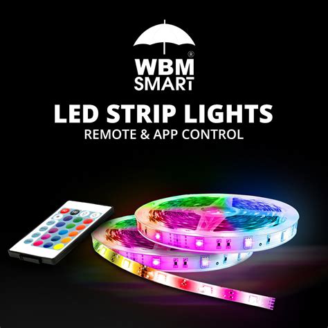 Wbm Smart Rgb Led Strip Lights Ip65 Waterproof 164 Ft Long Led Strip