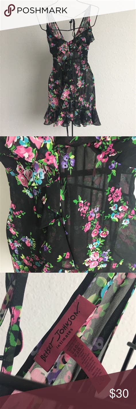Betsy Johnson Intimates Floral Sheer Wrap Dress Sheer Slip Dress