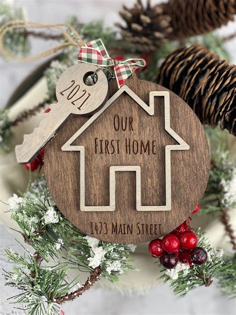 Personalized Christmas Ornament Wood Ornament First House Etsy
