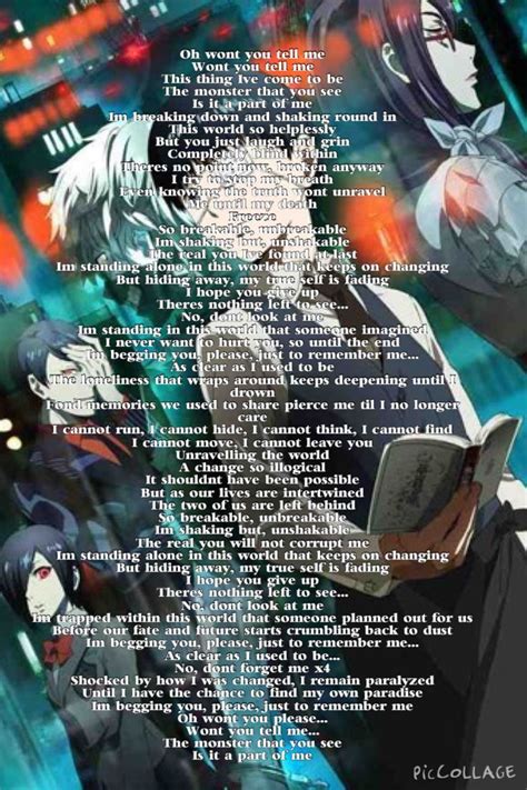 Tokyo Ghoul Opening One Unrevel Lyrics Tokyo Ghoul Ghoul Anime