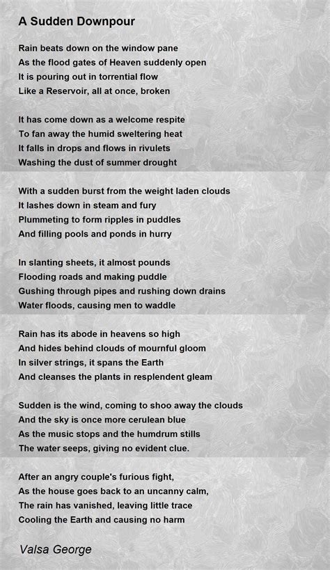 A Sudden Downpour A Sudden Downpour Poem By Valsa George