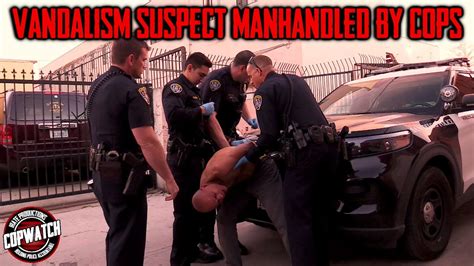 vandalism suspect manhandled by cops copwatch youtube