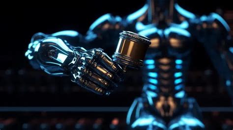 يد روبوتية تشير إلى مفهوم الاتصال في العرض ثلاثي الأبعاد بشري يد