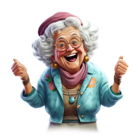 Happy Funny Old Lady Clipart White Background Clip Art Library