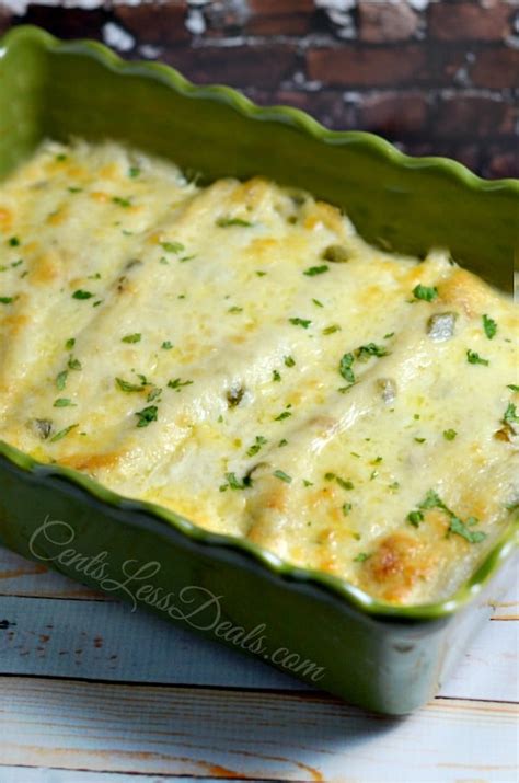 This sour cream enchiladas recipe makes yummy enchiladas that are easy to make. Sour Cream Chicken Enchiladas - CentsLess Meals