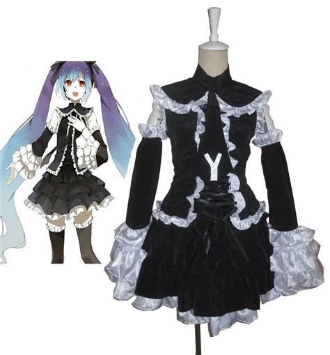 Free Shipping Vocaloid Hatsune Miku Black Lolita Dress Anime Cosplay