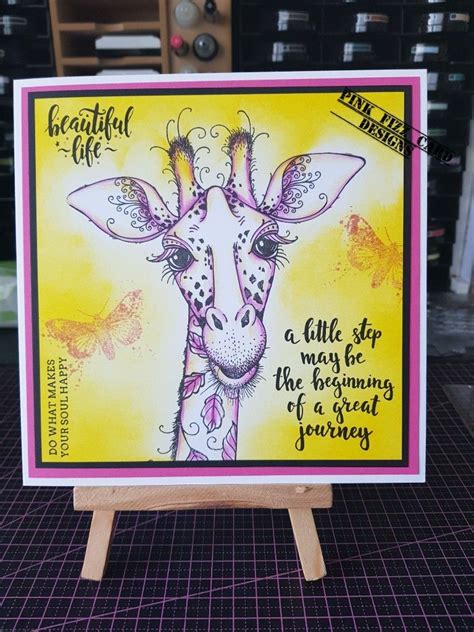 Pink Ink Giraffe Stamp Stamped Cards Ink Cards Cards Handmade