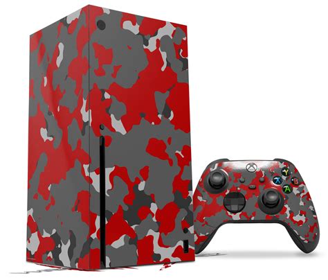 Skin Set For Xbox Series X Wraptorcamo Old School Camouflage Camo Red